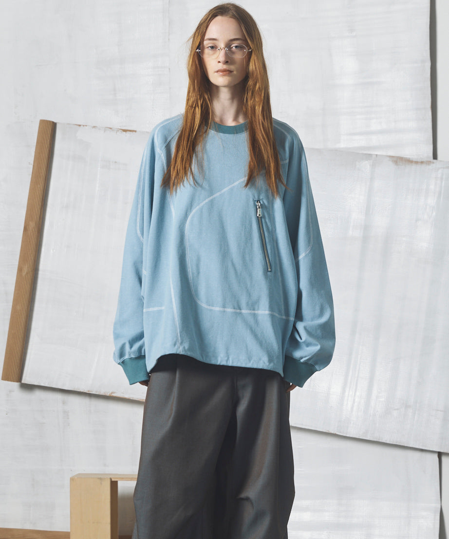 【26AW PRE-ORDER】Slub Jersey Prime-Over Zipper Detail Raglan T-shirt