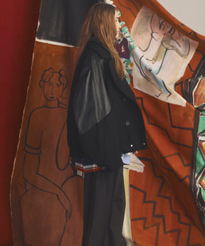【26AW PRE-ORDER】シープレザーメルトンコンビプライムオーバーレイヤリングダブルブルゾン