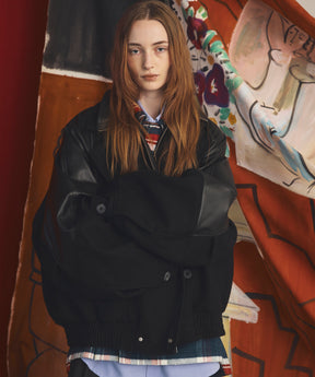 【26AW PRE-ORDER】シープレザーメルトンコンビプライムオーバーレイヤリングダブルブルゾン