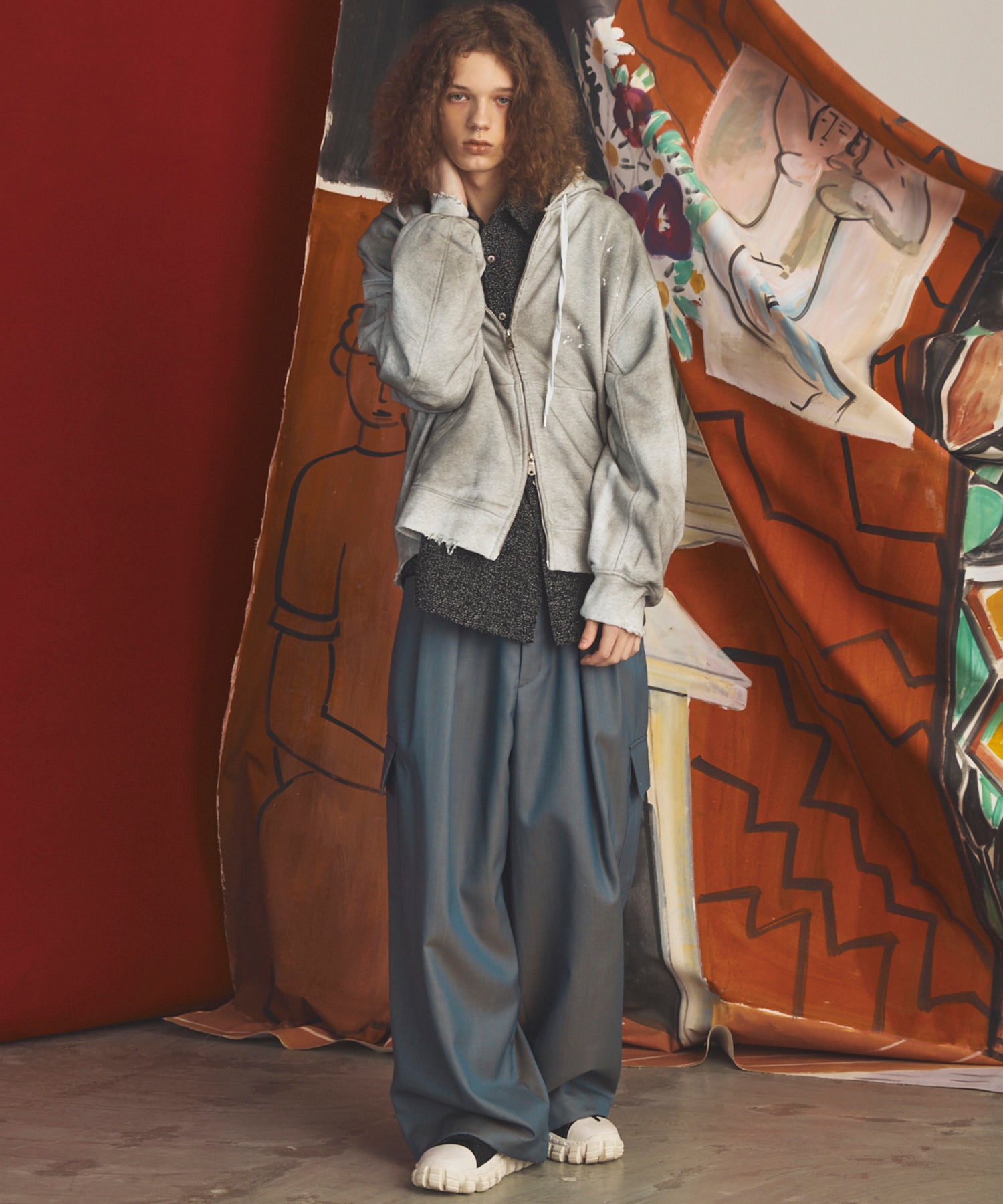 4 Colors Chambray Washable Wool Prime-Wide Cargo Pants