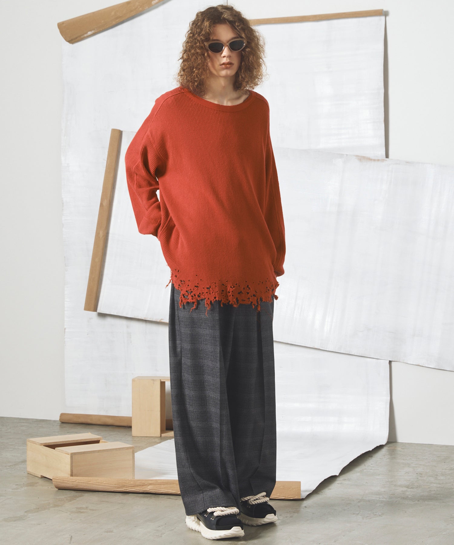 【26AW PRE-ORDER】Destructive Damage Prime-Over Long Sleeve Waffle T-Shirt