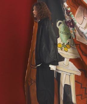 【26AW PRE-ORDER】Grain Leather Prime-Over Single Raglan Ribbed Blouson