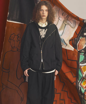 [26AW PRE-ORDER] Three-Layer Asymmetrical Front Zip Prime-Over Stand Collar Blouson