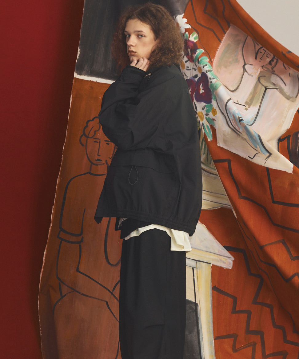 [26AW PRE-ORDER] Three-Layer Asymmetrical Front Zip Prime-Over Stand Collar Blouson