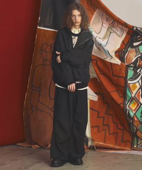 [26AW PRE-ORDER] Three-Layer Asymmetrical Front Zip Prime-Over Stand Collar Blouson