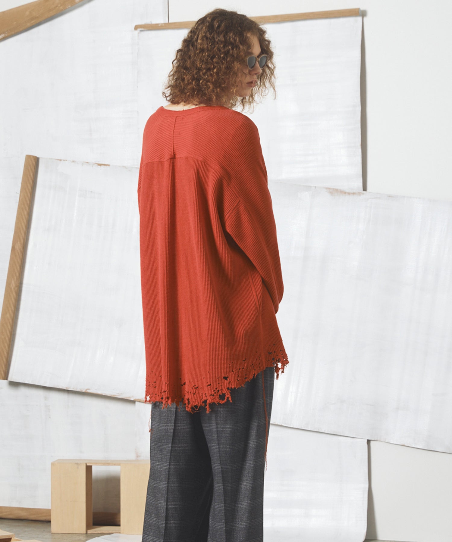 【26AW PRE-ORDER】Destructive Damage Prime-Over Long Sleeve Waffle T-Shirt