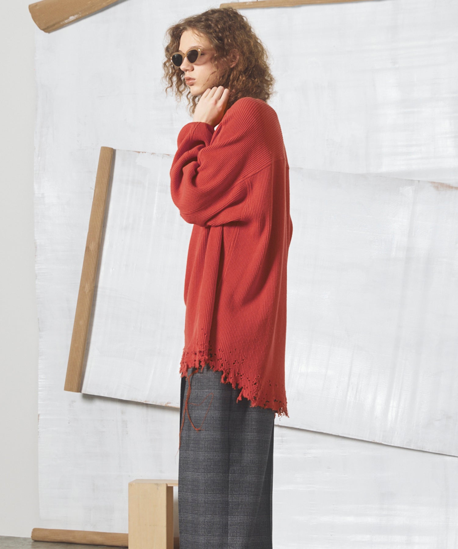 【26AW PRE-ORDER】Destructive Damage Prime-Over Long Sleeve Waffle T-Shirt