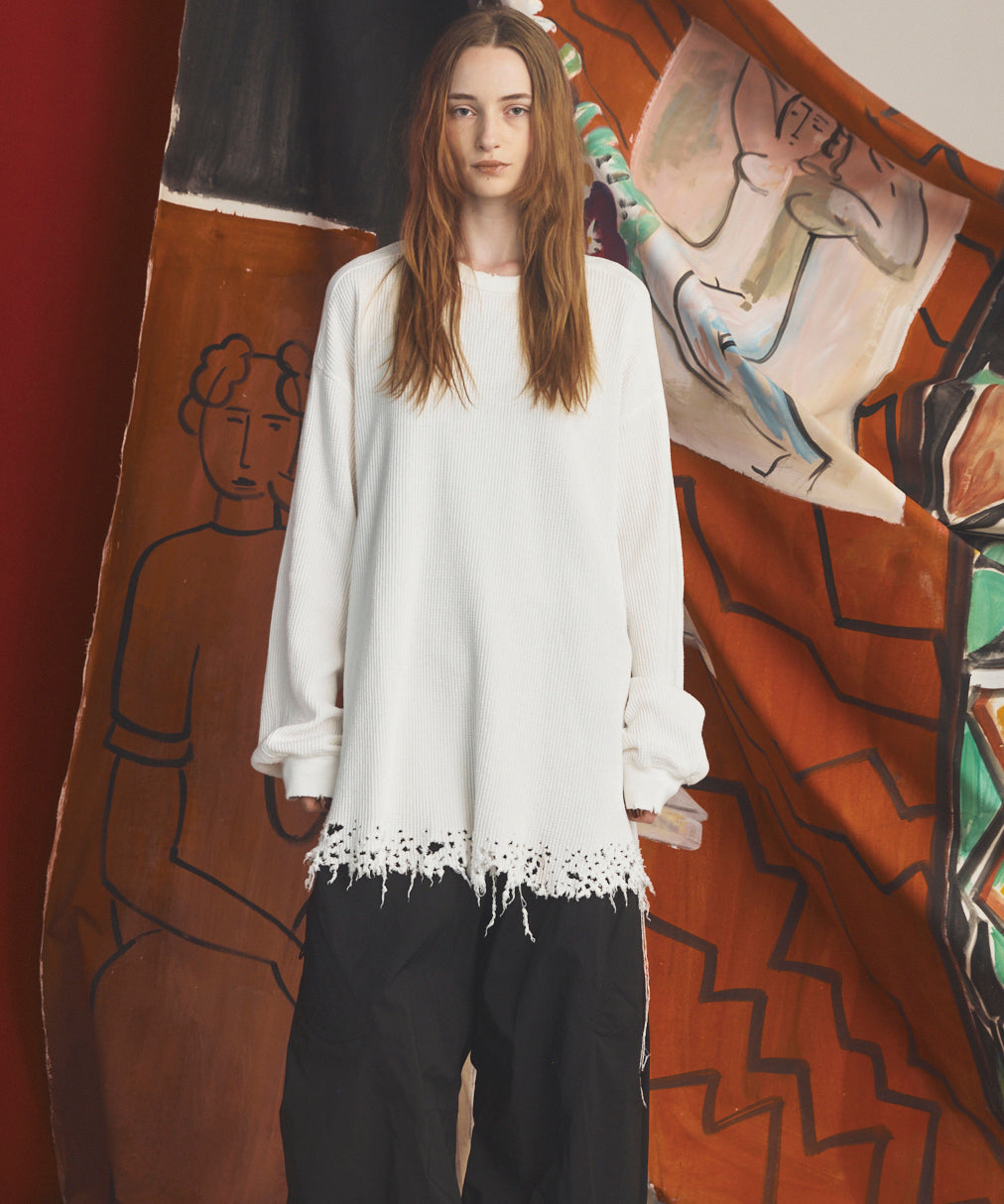 【26AW PRE-ORDER】Destructive Damage Prime-Over Long Sleeve Waffle T-Shirt