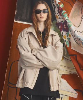 【26AW PRE-ORDER】4 Colors Chambray Washable Wool Prime-Over Switching Stand Collar Blouson