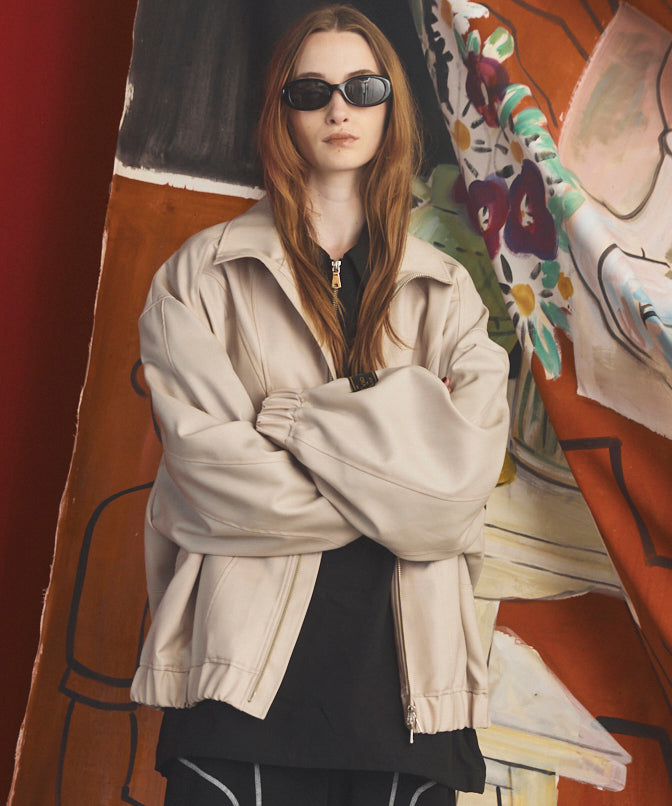 【26AW PRE-ORDER】4 Colors Chambray Washable Wool Prime-Over Switching Stand Collar Blouson