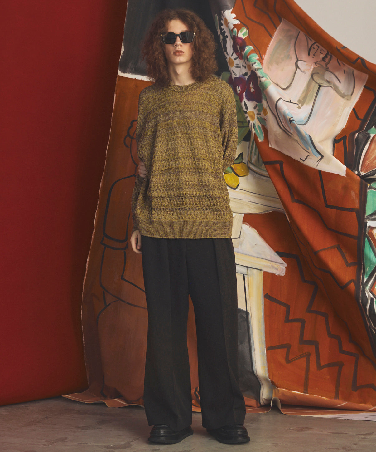 【26AW PRE-ORDER】Sheer Mixed Stripe Prime-Over Crewneck Knit Sweater