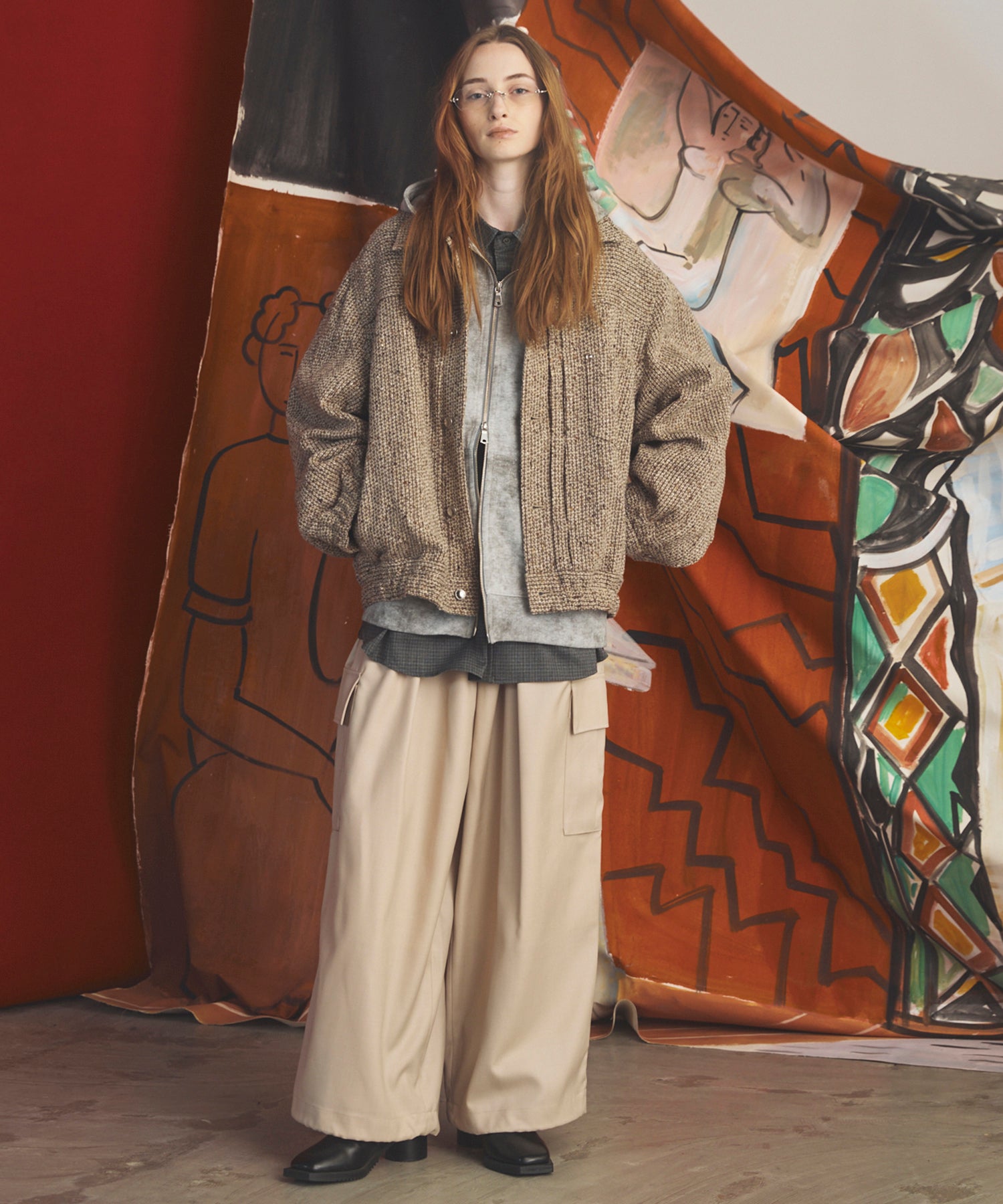 4 Colors Chambray Washable Wool Prime-Wide Cargo Pants