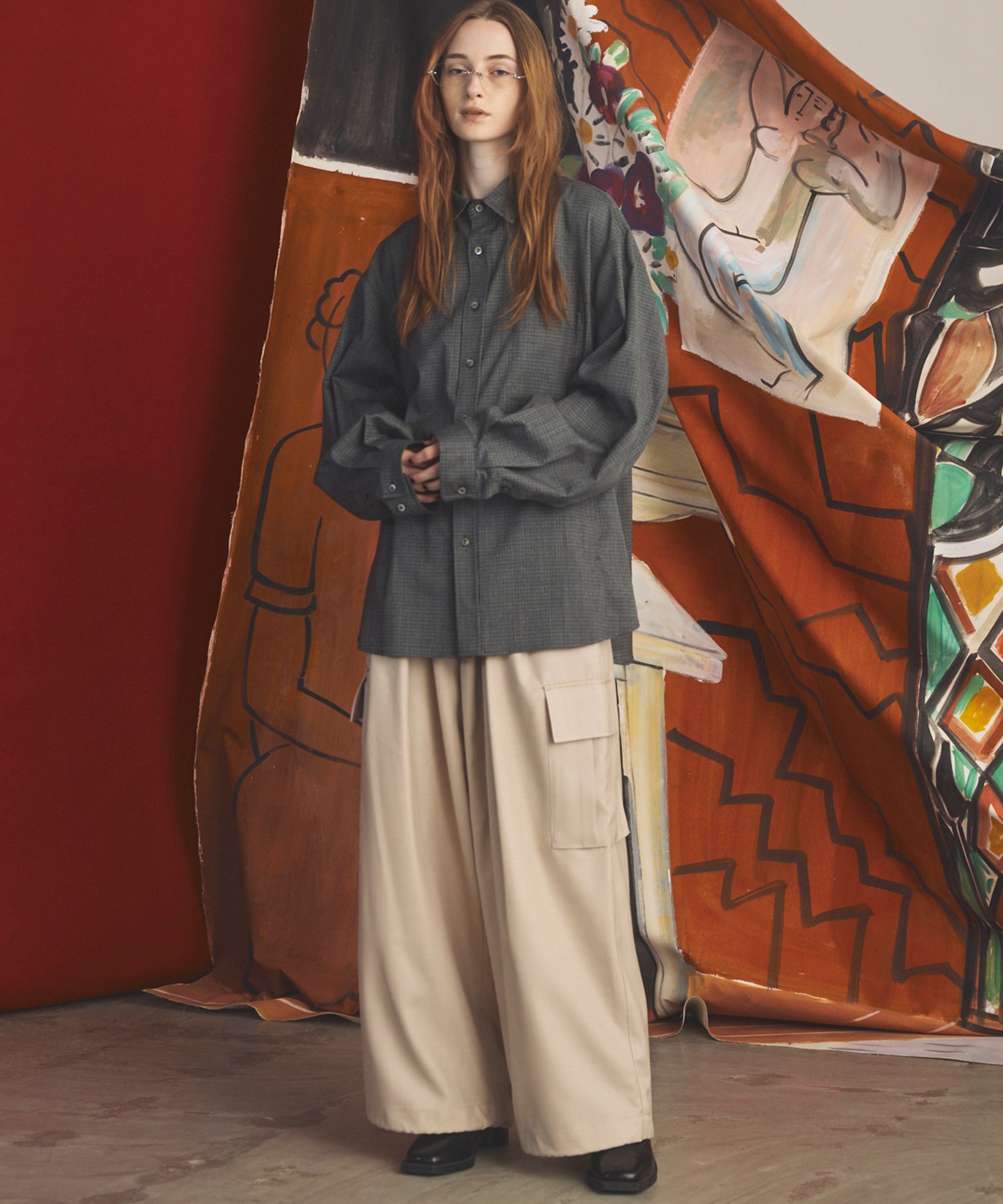 4 Colors Chambray Washable Wool Prime-Wide Cargo Pants