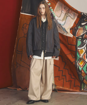 【26AW PRE-ORDER】Melange Random Tucks Prime-Over Collared Knit Cardigan