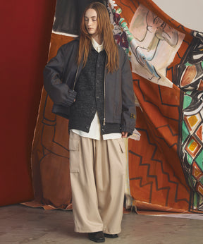 4 Colors Chambray Washable Wool Prime-Wide Cargo Pants