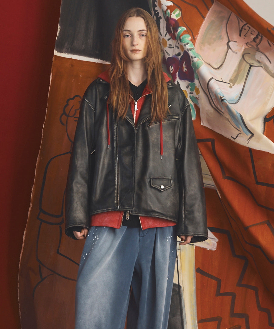 【26AW PRE-ORDER】Sheep Leather Prime-Over Double Rider Jacket