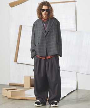 4 Colors Chambray Washable Wool Prime-Wide Cargo Pants
