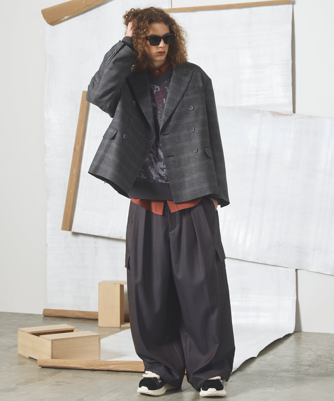 【26AW PRE-ORDER】ツイーディーシャドウチェックプライムオーバーダブルブレストジャケット