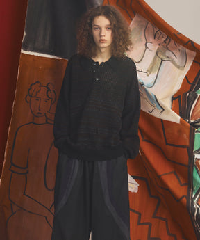 【26AW PRE-ORDER】KASURI ONI Waffle Prime-Over Knit Polo Shirt