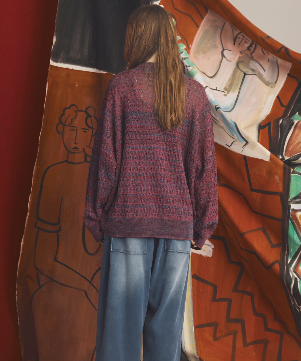 【26AW PRE-ORDER】Sheer Mixed Stripe Prime-Over Crewneck Knit Sweater