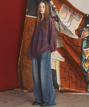 【26AW PRE-ORDER】Sheer Mixed Stripe Prime-Over Crewneck Knit Sweater