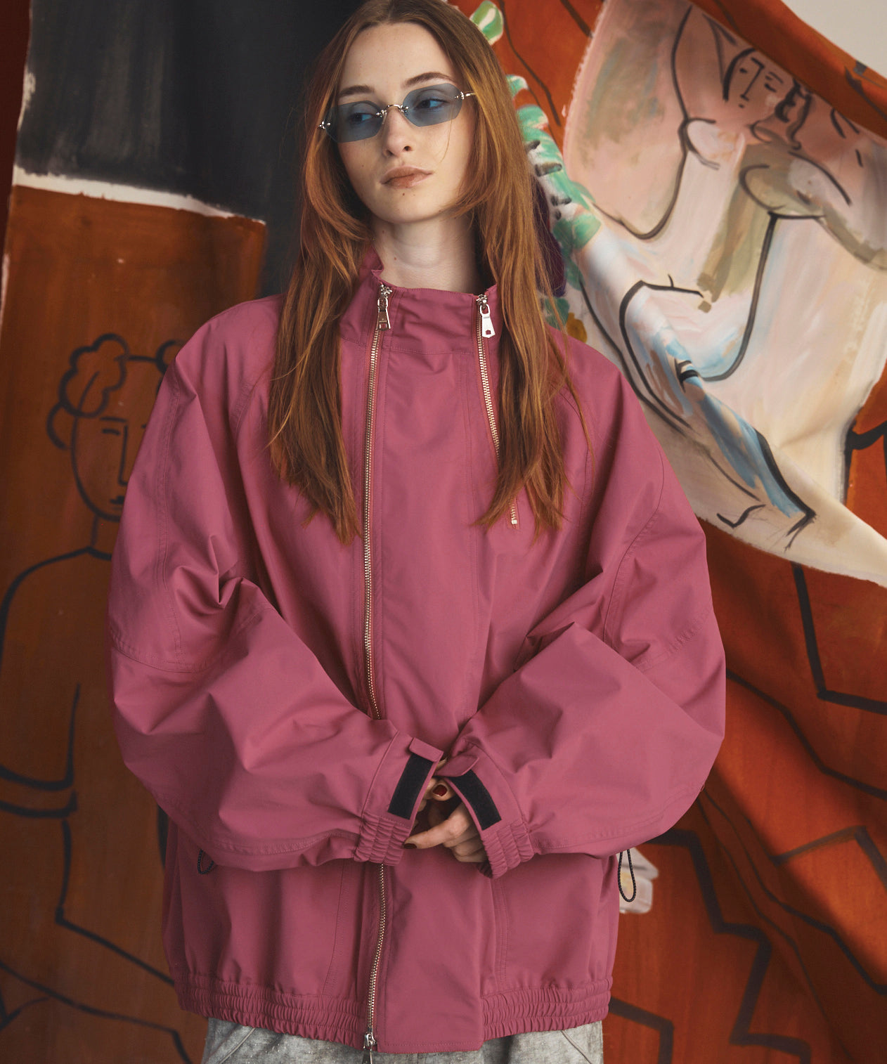 [26AW PRE-ORDER] Three-Layer Asymmetrical Front Zip Prime-Over Stand Collar Blouson