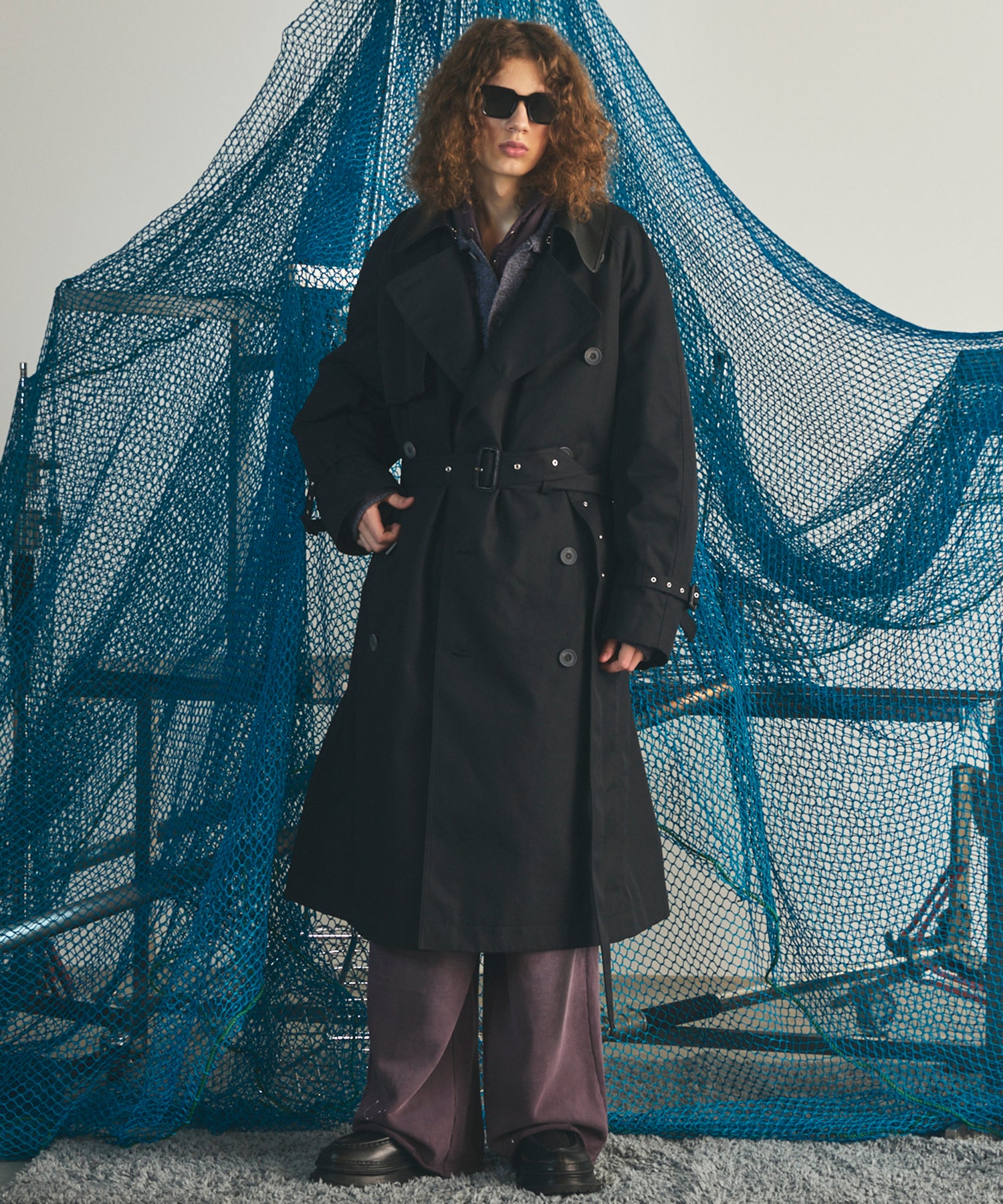 【26AW PRE-ORDER】Melange Random Tucks Prime-Over Collared Knit Cardigan