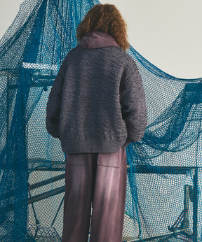 【26AW PRE-ORDER】Melange Random Tucks Prime-Over Collared Knit Cardigan