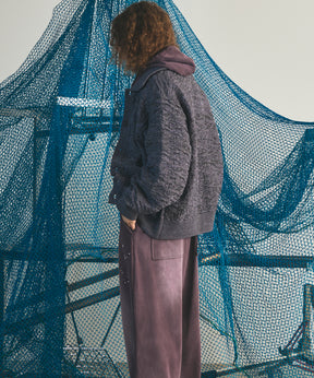 【26AW PRE-ORDER】Melange Random Tucks Prime-Over Collared Knit Cardigan
