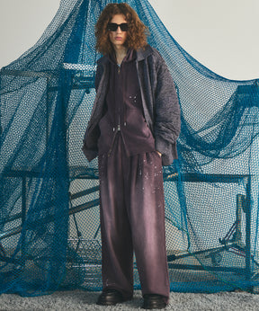 【26AW PRE-ORDER】Melange Random Tucks Prime-Over Collared Knit Cardigan