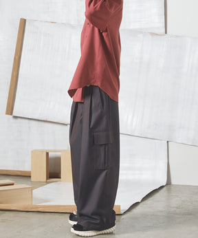 4 Colors Chambray Washable Wool Prime-Wide Cargo Pants