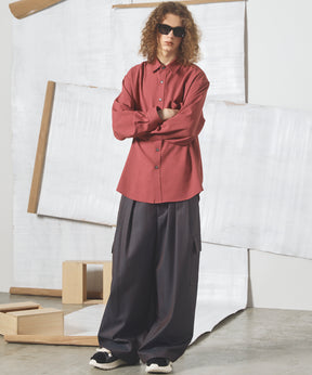 4 Colors Chambray Washable Wool Prime-Wide Cargo Pants