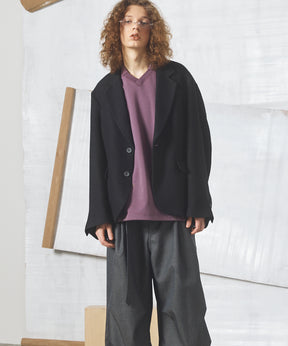 【26aw PRE-ORDER】布艺面料面料翻盖拉链单夹克