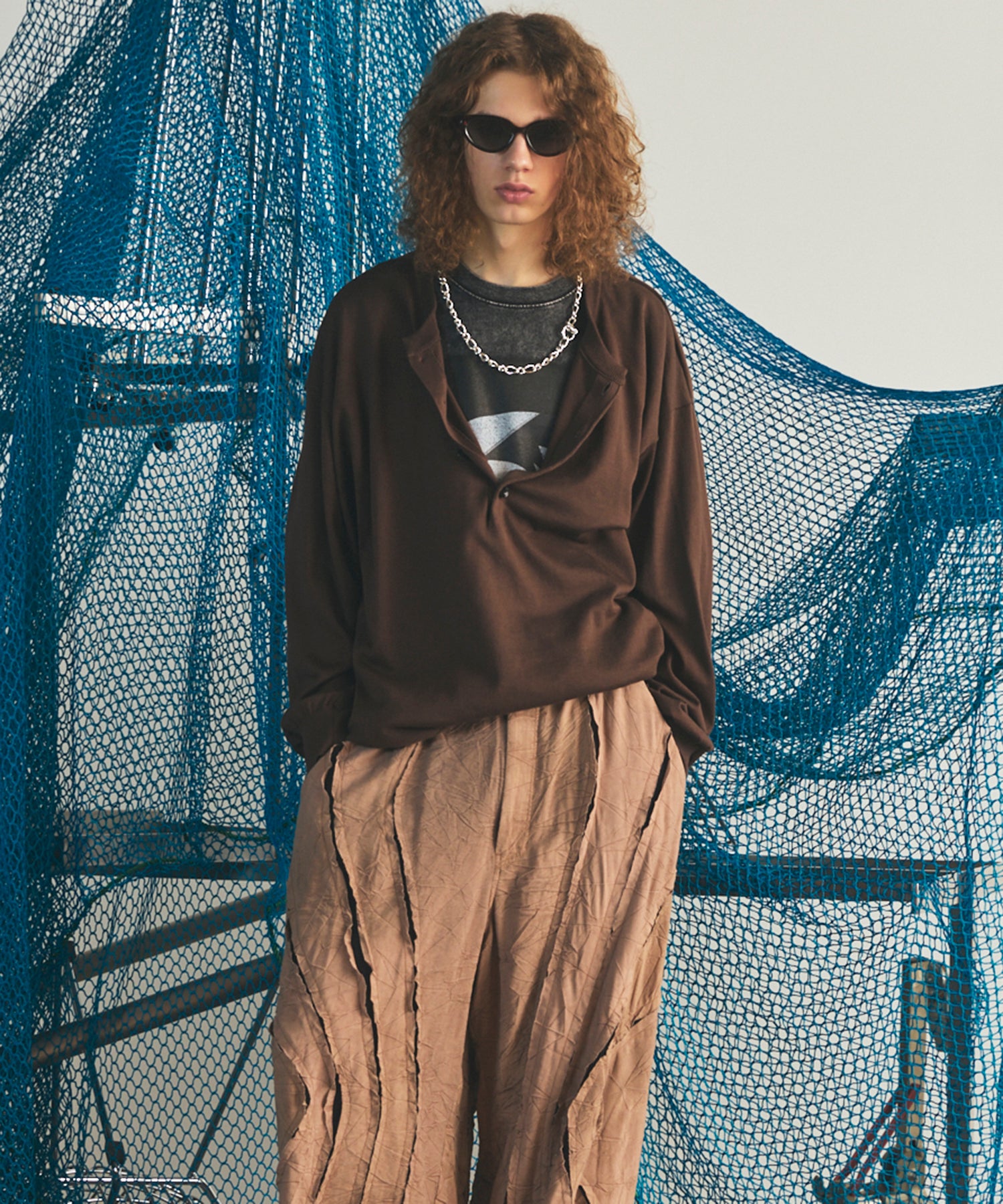 Airy Striped Gabardine Prime-Over Short-sleeved Shirt