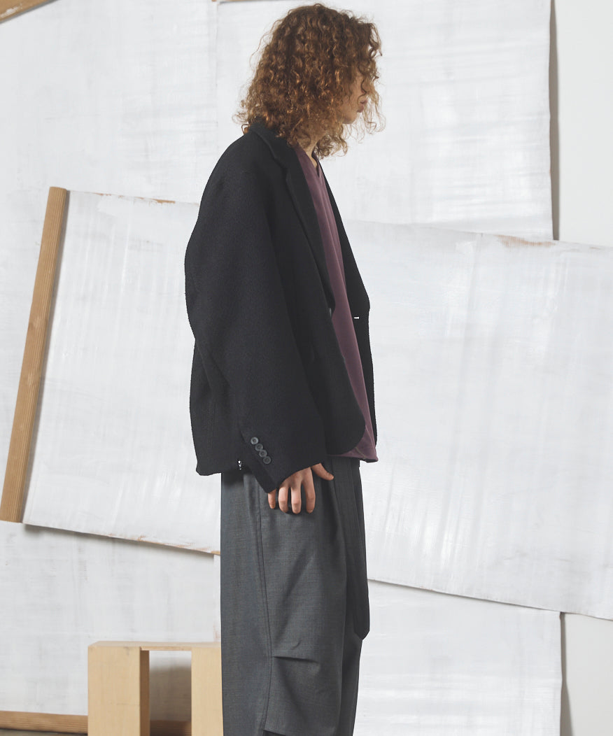 【26aw PRE-ORDER】布艺面料面料翻盖拉链单夹克