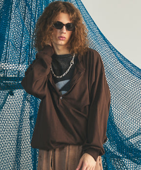 Airy Striped Gabardine Prime-Over Short-sleeved Shirt