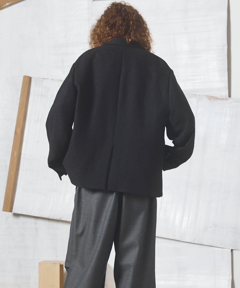 【26aw PRE-ORDER】布艺面料面料翻盖拉链单夹克