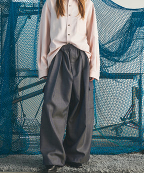 4 Colors Chambray Washable Wool Prime-Wide Cargo Pants