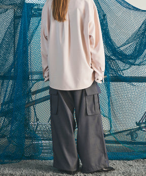 4 Colors Chambray Washable Wool Prime-Wide Cargo Pants