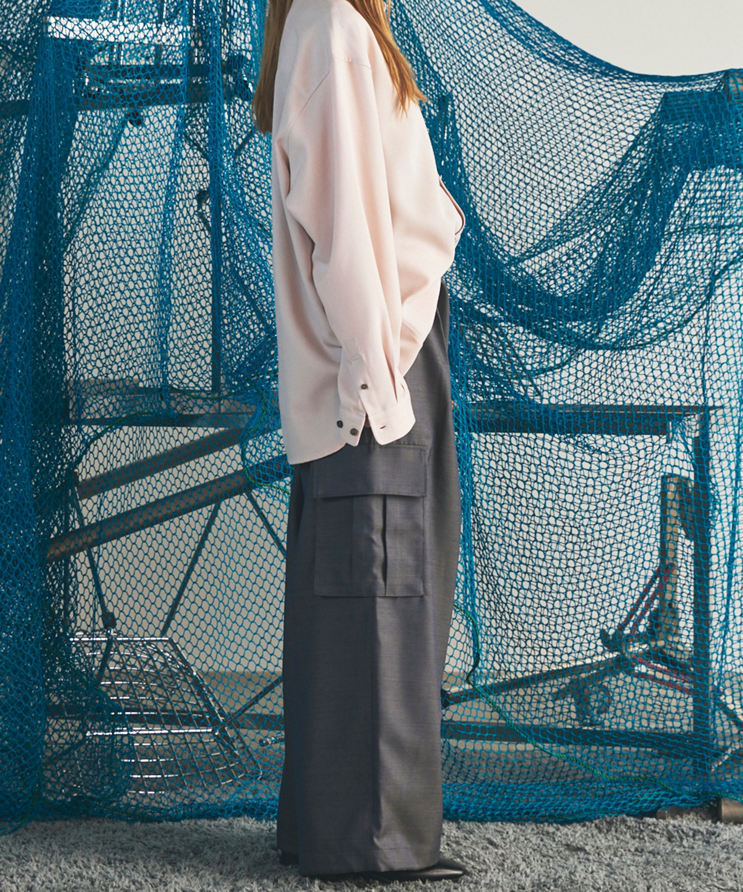 4 Colors Chambray Washable Wool Prime-Wide Cargo Pants