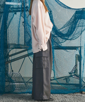 4 Colors Chambray Washable Wool Prime-Wide Cargo Pants