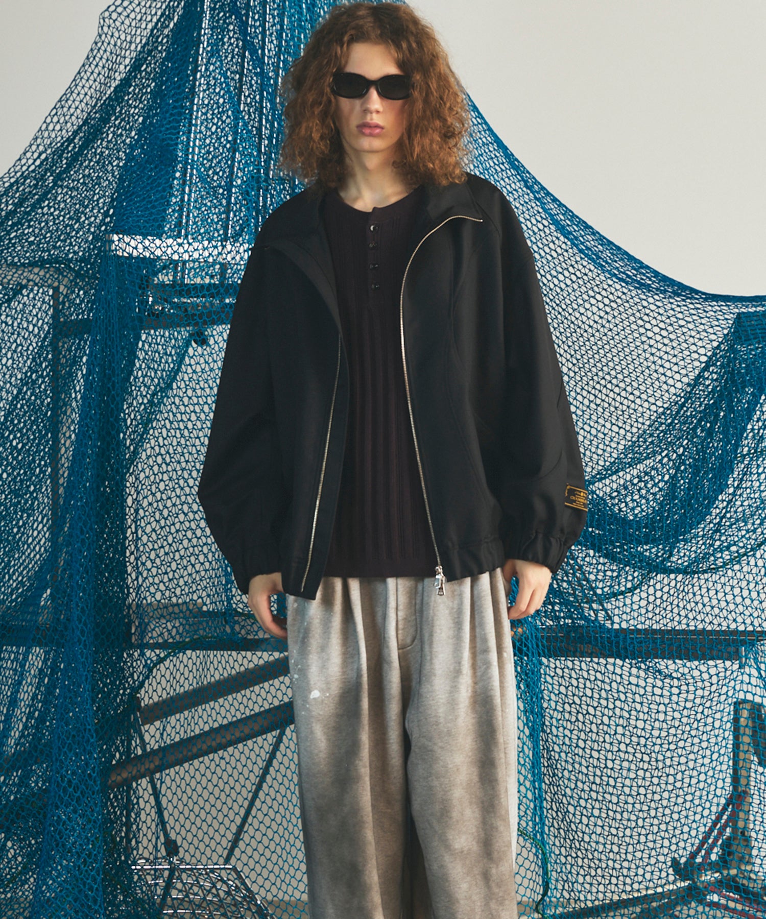 【26AW PRE-ORDER】4 Colors Chambray Washable Wool Prime-Over Switching Stand Collar Blouson