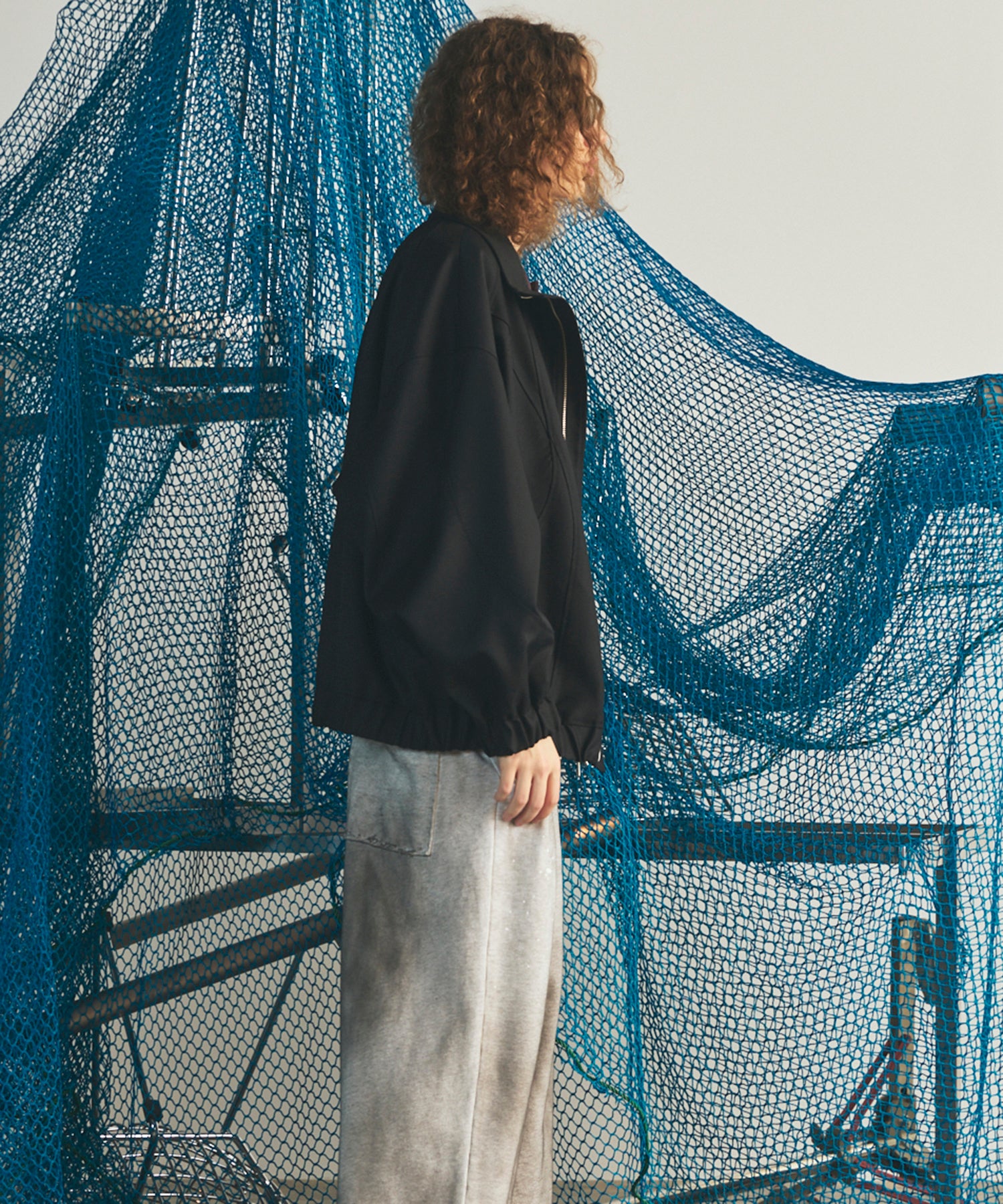 【26AW PRE-ORDER】4 Colors Chambray Washable Wool Prime-Over Switching Stand Collar Blouson