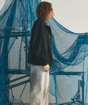 【26AW PRE-ORDER】4 Colors Chambray Washable Wool Prime-Over Switching Stand Collar Blouson