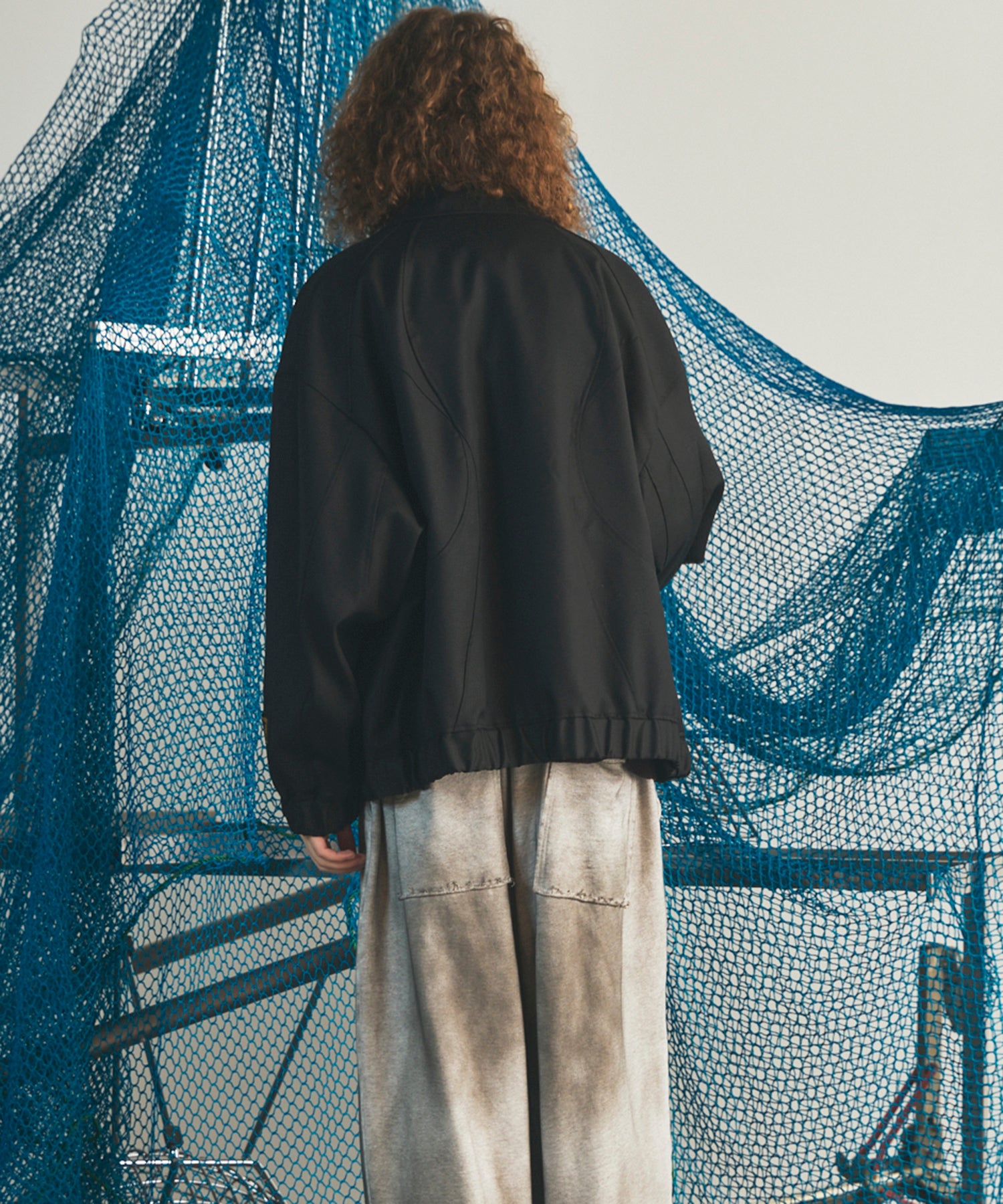 【26AW PRE-ORDER】4 Colors Chambray Washable Wool Prime-Over Switching Stand Collar Blouson