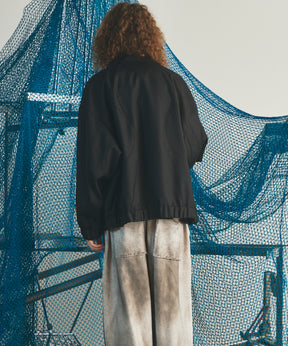 【26AW PRE-ORDER】4 Colors Chambray Washable Wool Prime-Over Switching Stand Collar Blouson