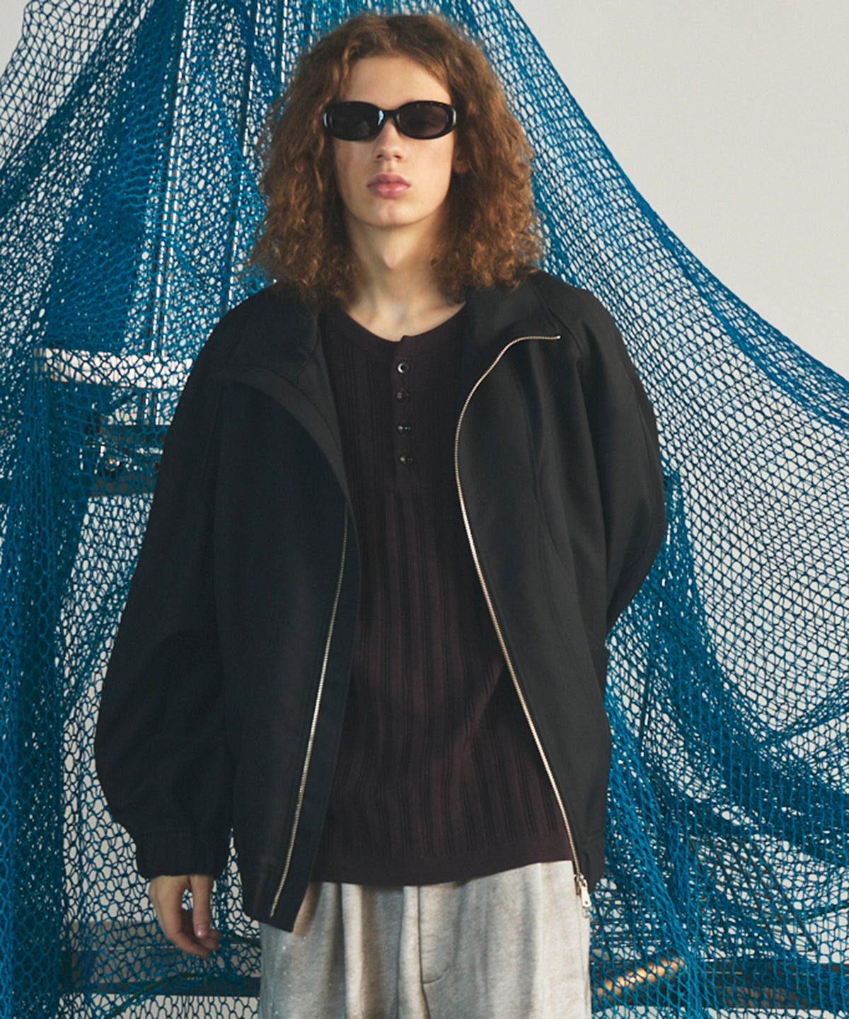 【26AW PRE-ORDER】4 Colors Chambray Washable Wool Prime-Over Switching Stand Collar Blouson