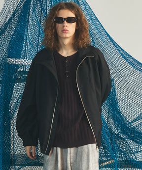 【26AW PRE-ORDER】4 Colors Chambray Washable Wool Prime-Over Switching Stand Collar Blouson