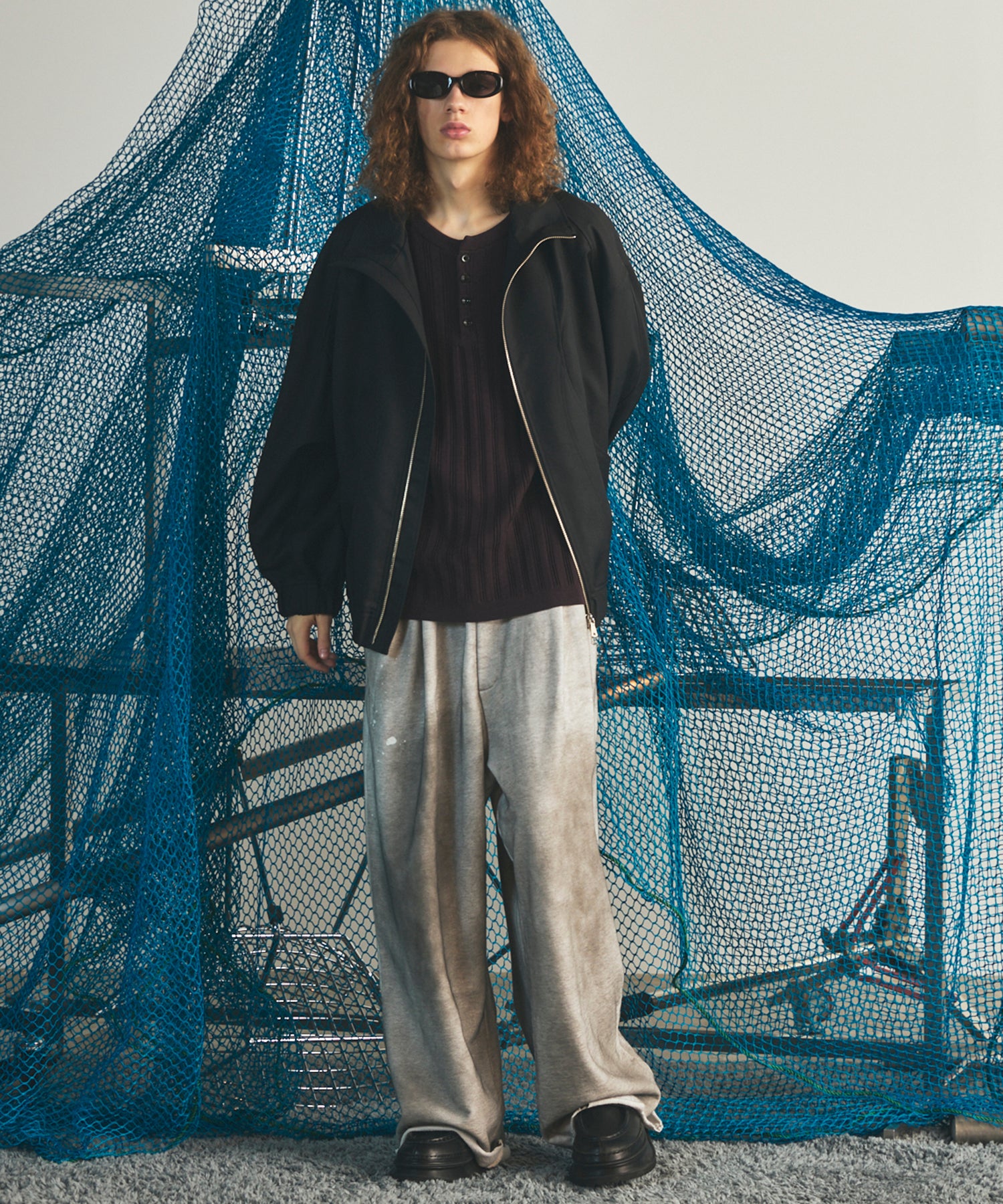 【26AW PRE-ORDER】Shadow Stripe Prime-Over Henley Neck Knit Sweater