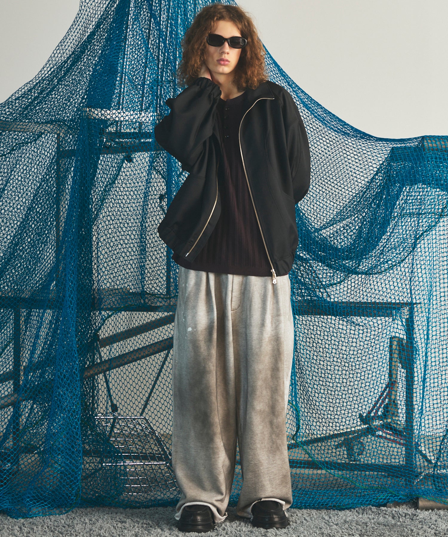 【26AW PRE-ORDER】4 Colors Chambray Washable Wool Prime-Over Switching Stand Collar Blouson